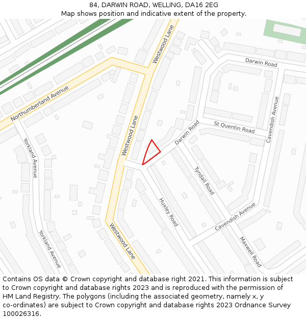 84, DARWIN ROAD, WELLING, DA16 2EG: Location map and indicative extent of plot