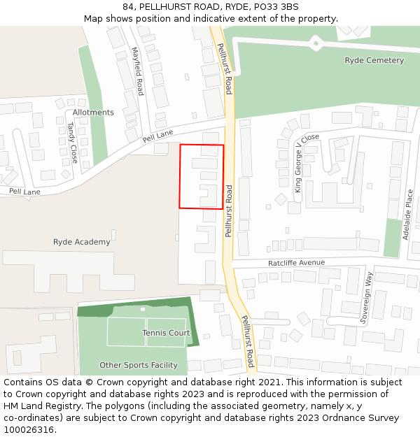 84, PELLHURST ROAD, RYDE, PO33 3BS: Location map and indicative extent of plot