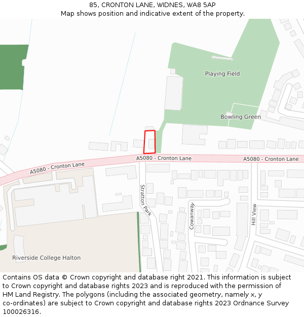 85, CRONTON LANE, WIDNES, WA8 5AP: Location map and indicative extent of plot