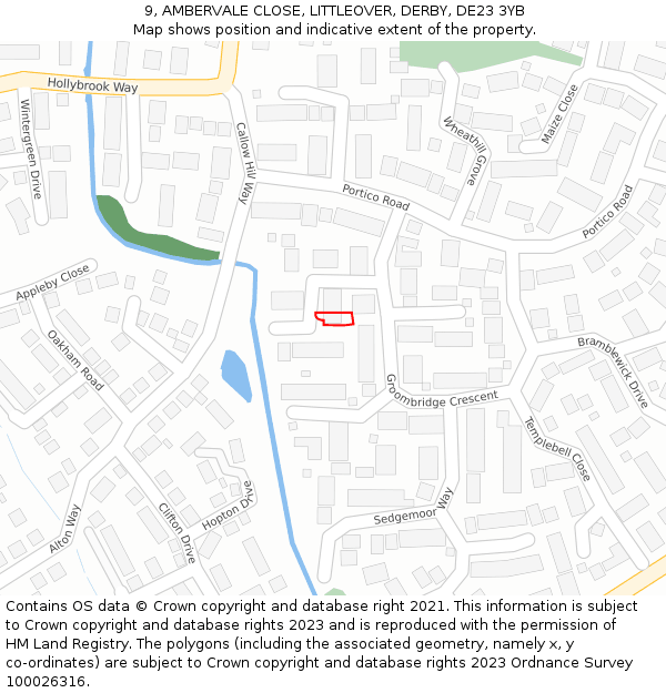 9, AMBERVALE CLOSE, LITTLEOVER, DERBY, DE23 3YB: Location map and indicative extent of plot