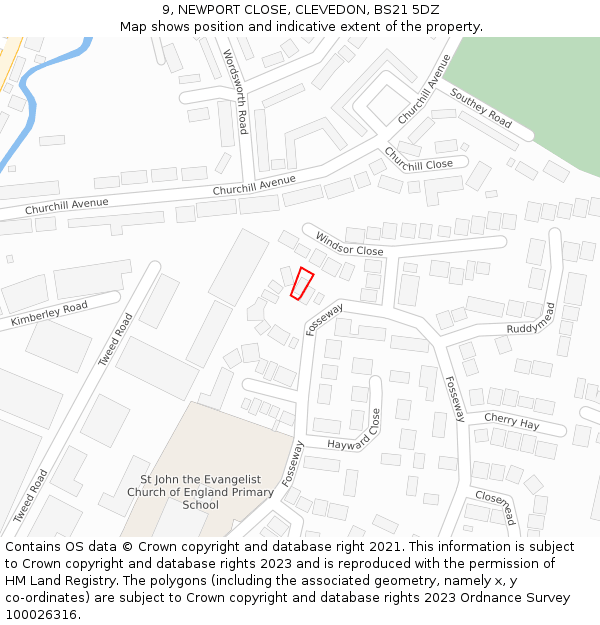 9, NEWPORT CLOSE, CLEVEDON, BS21 5DZ: Location map and indicative extent of plot