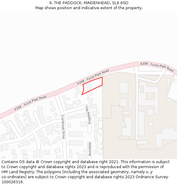 9, THE PADDOCK, MAIDENHEAD, SL6 6SD: Location map and indicative extent of plot