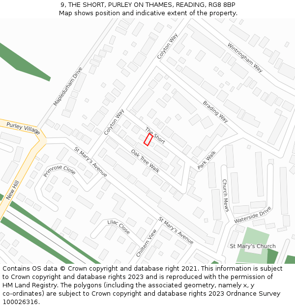 9, THE SHORT, PURLEY ON THAMES, READING, RG8 8BP: Location map and indicative extent of plot