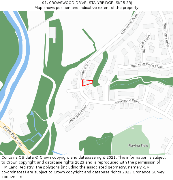 91, CROWSWOOD DRIVE, STALYBRIDGE, SK15 3RJ: Location map and indicative extent of plot