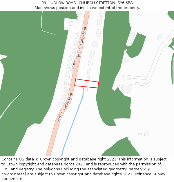 99, LUDLOW ROAD, CHURCH STRETTON, SY6 6RA: Location map and indicative extent of plot