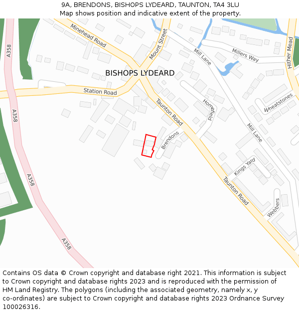 9A, BRENDONS, BISHOPS LYDEARD, TAUNTON, TA4 3LU: Location map and indicative extent of plot