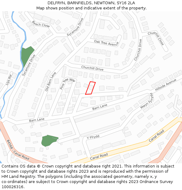 DELFRYN, BARNFIELDS, NEWTOWN, SY16 2LA: Location map and indicative extent of plot