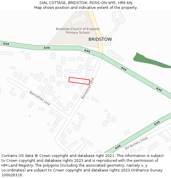 DIAL COTTAGE, BRIDSTOW, ROSS-ON-WYE, HR9 6AJ: Location map and indicative extent of plot