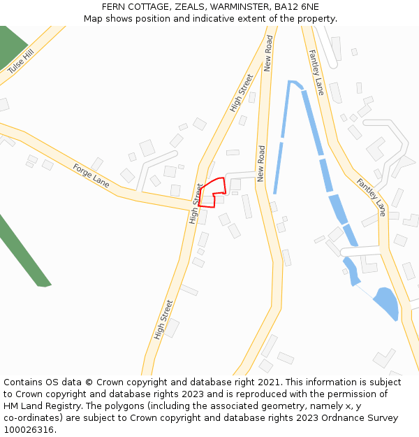 FERN COTTAGE, ZEALS, WARMINSTER, BA12 6NE: Location map and indicative extent of plot