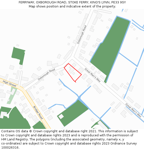 FERRYWAY, OXBOROUGH ROAD, STOKE FERRY, KING'S LYNN, PE33 9SY: Location map and indicative extent of plot