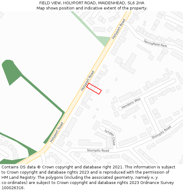 FIELD VIEW, HOLYPORT ROAD, MAIDENHEAD, SL6 2HA: Location map and indicative extent of plot