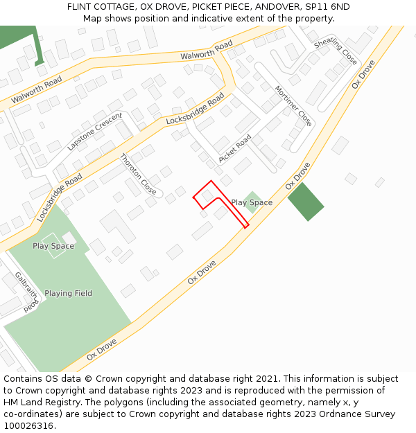 FLINT COTTAGE, OX DROVE, PICKET PIECE, ANDOVER, SP11 6ND: Location map and indicative extent of plot