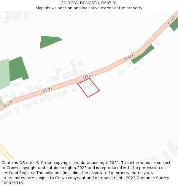 GOLYGFA, BONCATH, SA37 0JL: Location map and indicative extent of plot