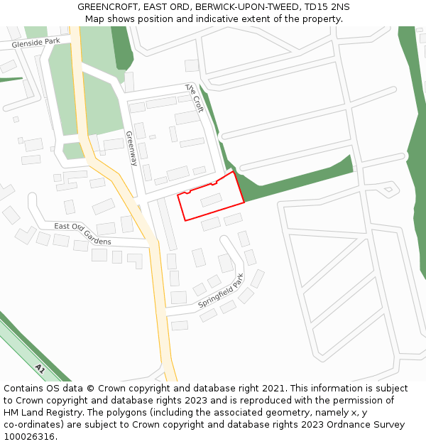 GREENCROFT, EAST ORD, BERWICK-UPON-TWEED, TD15 2NS: Location map and indicative extent of plot