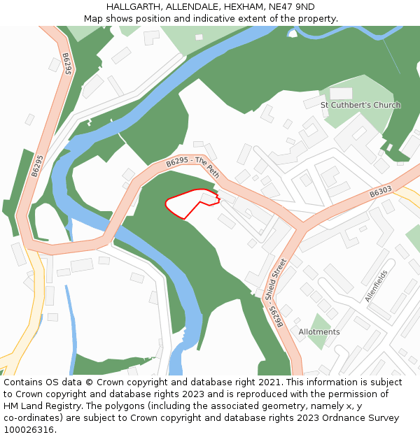 HALLGARTH, ALLENDALE, HEXHAM, NE47 9ND: Location map and indicative extent of plot