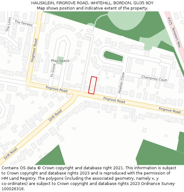 HAUSKLEIN, FIRGROVE ROAD, WHITEHILL, BORDON, GU35 9DY: Location map and indicative extent of plot