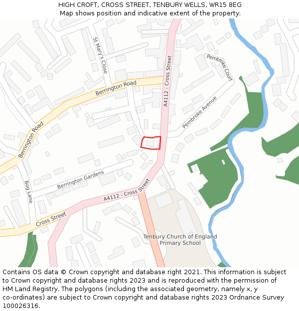 HIGH CROFT, CROSS STREET, TENBURY WELLS, WR15 8EG: Location map and indicative extent of plot