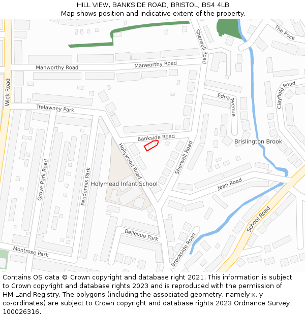 HILL VIEW, BANKSIDE ROAD, BRISTOL, BS4 4LB: Location map and indicative extent of plot