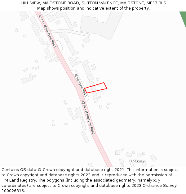 HILL VIEW, MAIDSTONE ROAD, SUTTON VALENCE, MAIDSTONE, ME17 3LS: Location map and indicative extent of plot