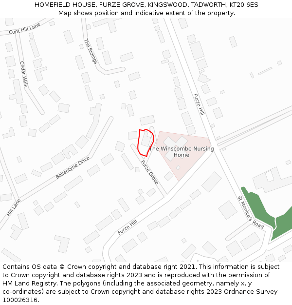 HOMEFIELD HOUSE, FURZE GROVE, KINGSWOOD, TADWORTH, KT20 6ES: Location map and indicative extent of plot