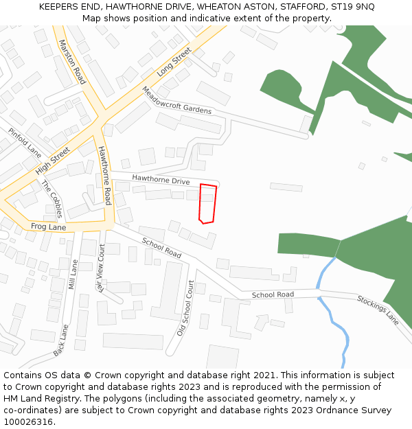 KEEPERS END, HAWTHORNE DRIVE, WHEATON ASTON, STAFFORD, ST19 9NQ: Location map and indicative extent of plot