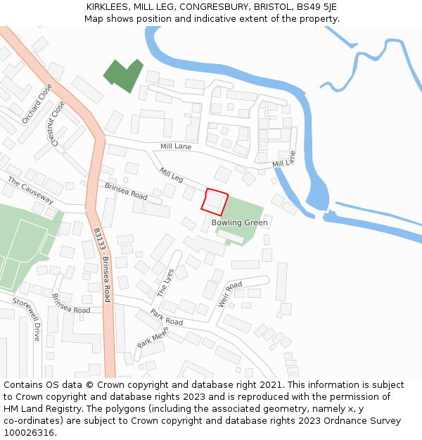 KIRKLEES, MILL LEG, CONGRESBURY, BRISTOL, BS49 5JE: Location map and indicative extent of plot