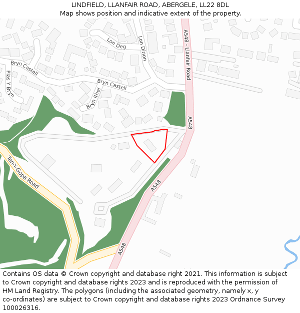 LINDFIELD, LLANFAIR ROAD, ABERGELE, LL22 8DL: Location map and indicative extent of plot