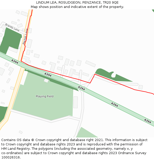 LINDUM LEA, ROSUDGEON, PENZANCE, TR20 9QE: Location map and indicative extent of plot