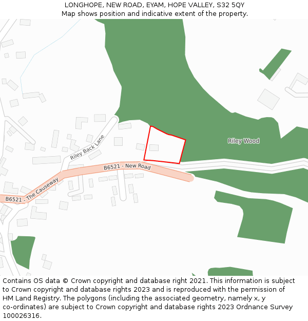 LONGHOPE, NEW ROAD, EYAM, HOPE VALLEY, S32 5QY: Location map and indicative extent of plot