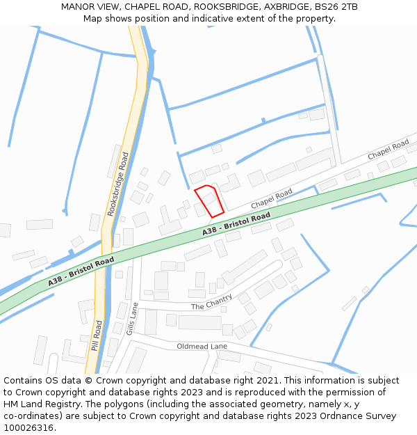 MANOR VIEW, CHAPEL ROAD, ROOKSBRIDGE, AXBRIDGE, BS26 2TB: Location map and indicative extent of plot