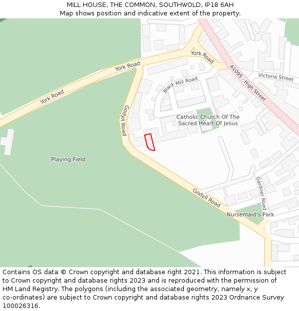 MILL HOUSE, THE COMMON, SOUTHWOLD, IP18 6AH: Location map and indicative extent of plot