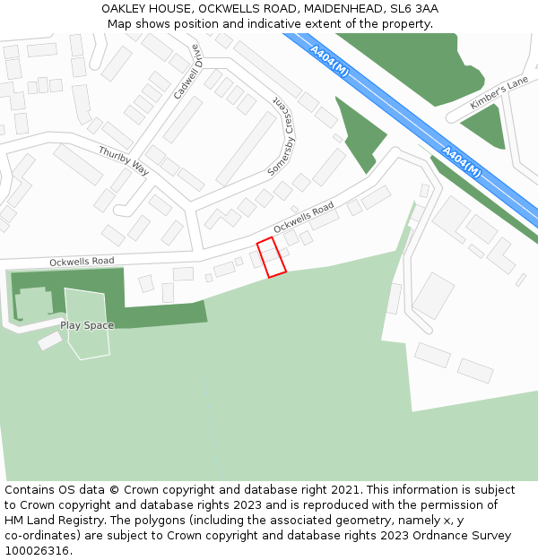 OAKLEY HOUSE, OCKWELLS ROAD, MAIDENHEAD, SL6 3AA: Location map and indicative extent of plot