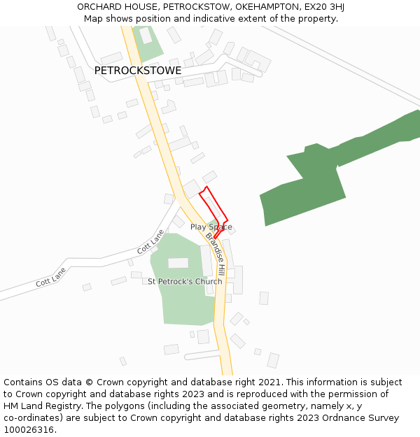 ORCHARD HOUSE, PETROCKSTOW, OKEHAMPTON, EX20 3HJ: Location map and indicative extent of plot