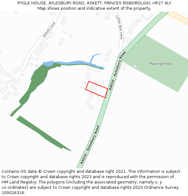 PYGLE HOUSE, AYLESBURY ROAD, ASKETT, PRINCES RISBOROUGH, HP27 9LY: Location map and indicative extent of plot