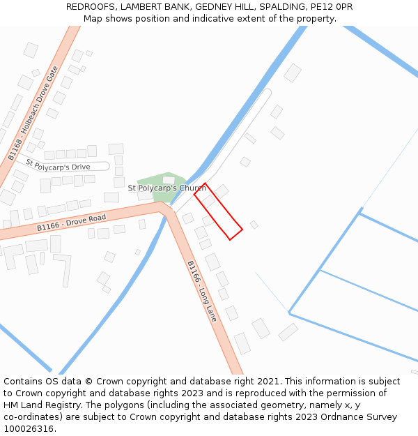 REDROOFS, LAMBERT BANK, GEDNEY HILL, SPALDING, PE12 0PR: Location map and indicative extent of plot