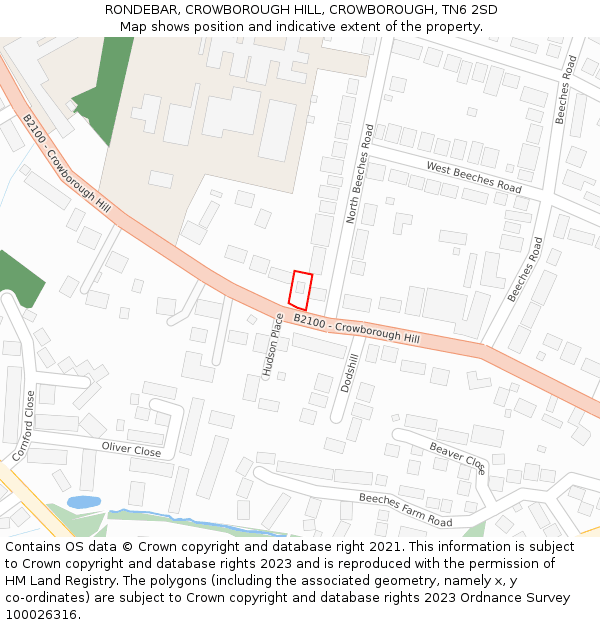 RONDEBAR, CROWBOROUGH HILL, CROWBOROUGH, TN6 2SD: Location map and indicative extent of plot