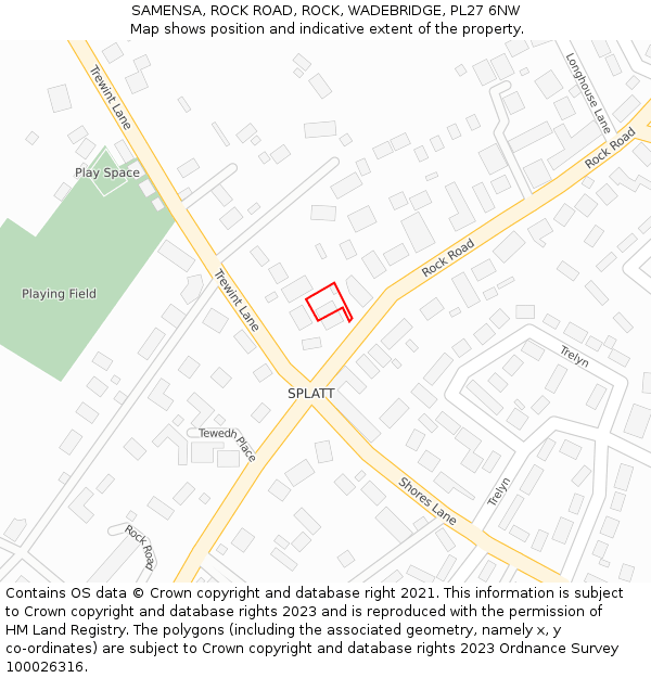 SAMENSA, ROCK ROAD, ROCK, WADEBRIDGE, PL27 6NW: Location map and indicative extent of plot