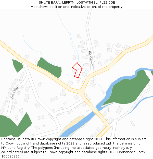 SHUTE BARN, LERRYN, LOSTWITHIEL, PL22 0QE: Location map and indicative extent of plot