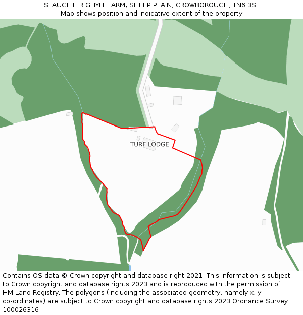 SLAUGHTER GHYLL FARM, SHEEP PLAIN, CROWBOROUGH, TN6 3ST: Location map and indicative extent of plot