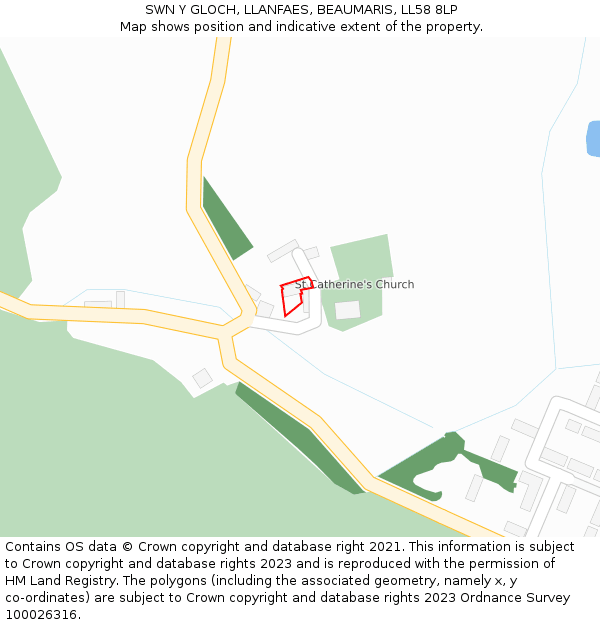 SWN Y GLOCH, LLANFAES, BEAUMARIS, LL58 8LP: Location map and indicative extent of plot