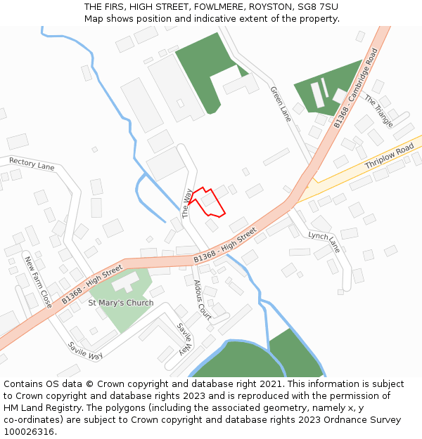 THE FIRS, HIGH STREET, FOWLMERE, ROYSTON, SG8 7SU: Location map and indicative extent of plot