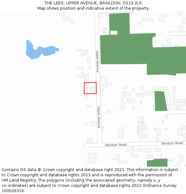 THE LEES, UPPER AVENUE, BASILDON, SS13 2LR: Location map and indicative extent of plot