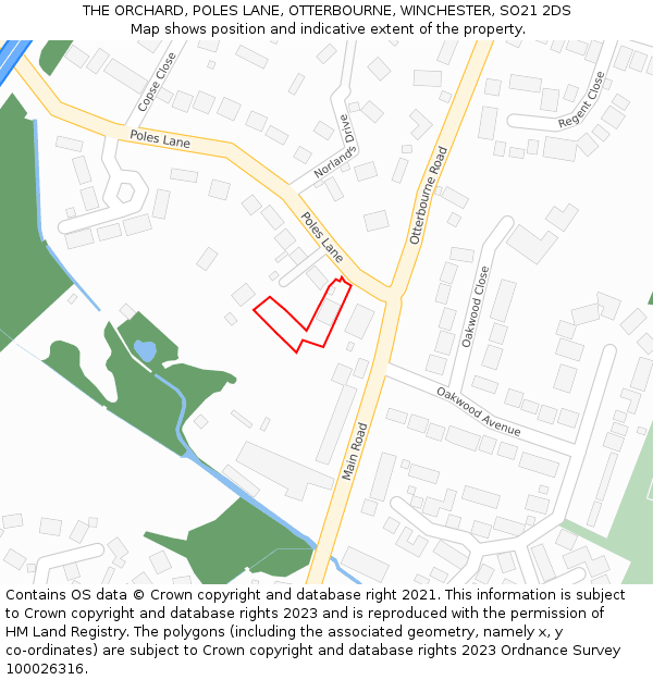 THE ORCHARD, POLES LANE, OTTERBOURNE, WINCHESTER, SO21 2DS: Location map and indicative extent of plot