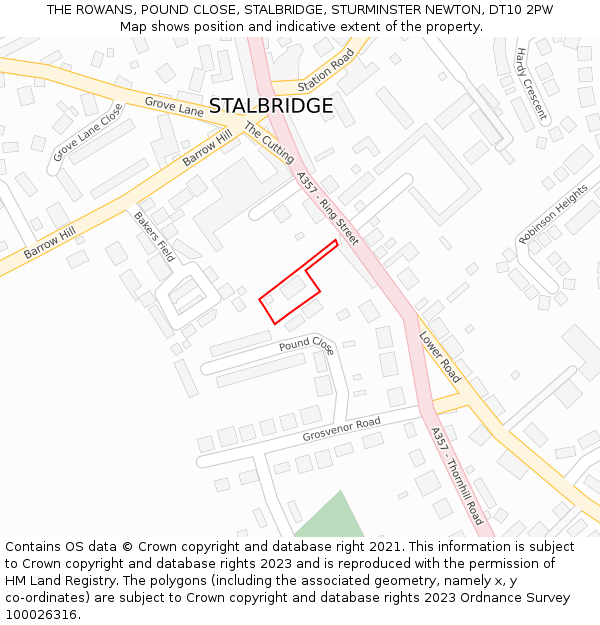 THE ROWANS, POUND CLOSE, STALBRIDGE, STURMINSTER NEWTON, DT10 2PW: Location map and indicative extent of plot