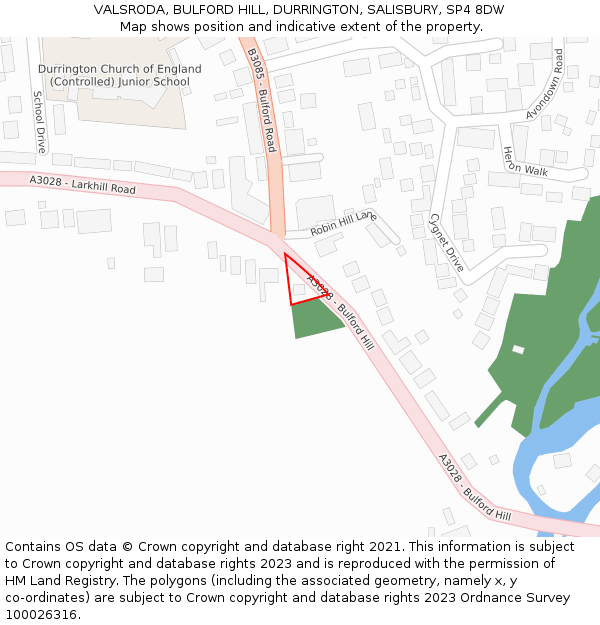 VALSRODA, BULFORD HILL, DURRINGTON, SALISBURY, SP4 8DW: Location map and indicative extent of plot