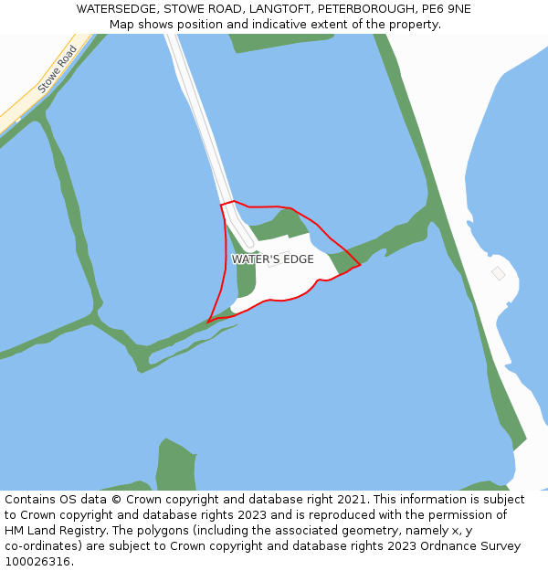 WATERSEDGE, STOWE ROAD, LANGTOFT, PETERBOROUGH, PE6 9NE: Location map and indicative extent of plot