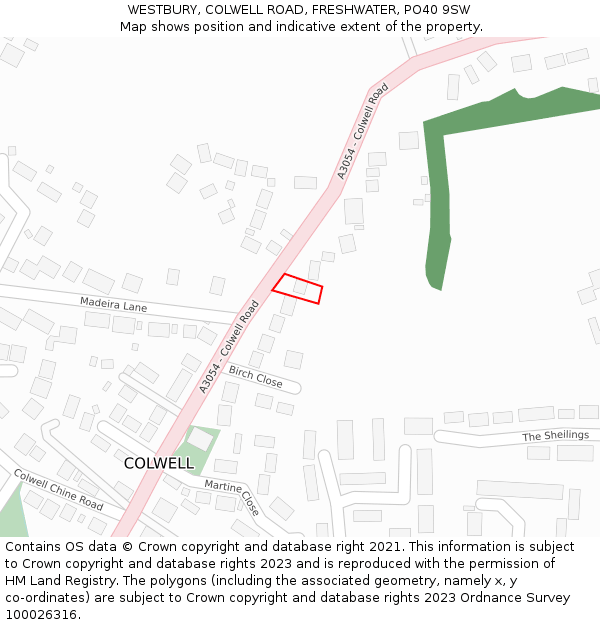 WESTBURY, COLWELL ROAD, FRESHWATER, PO40 9SW: Location map and indicative extent of plot