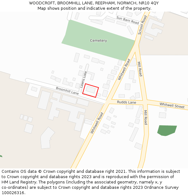 WOODCROFT, BROOMHILL LANE, REEPHAM, NORWICH, NR10 4QY: Location map and indicative extent of plot