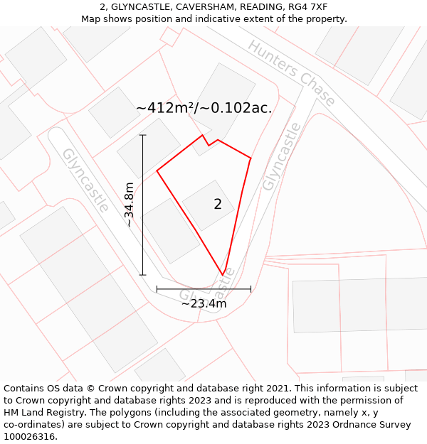 2, GLYNCASTLE, CAVERSHAM, READING, RG4 7XF: Plot and title map