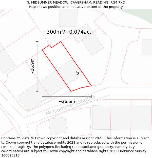 5, MIDSUMMER MEADOW, CAVERSHAM, READING, RG4 7XD: Plot and title map